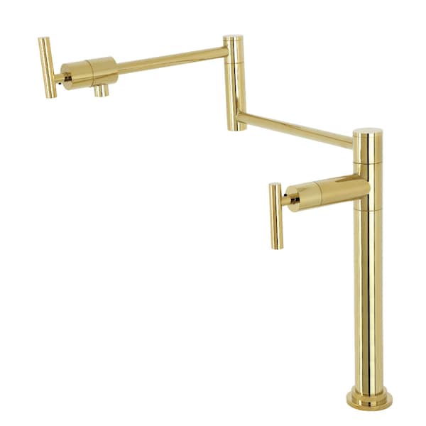 Deck Mount Pot Filler, Polished Brass